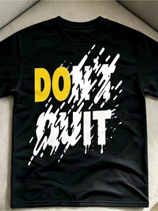 Carmen D Other - "DON'T QUIT" unisex casual black short-sleeved T-shirt